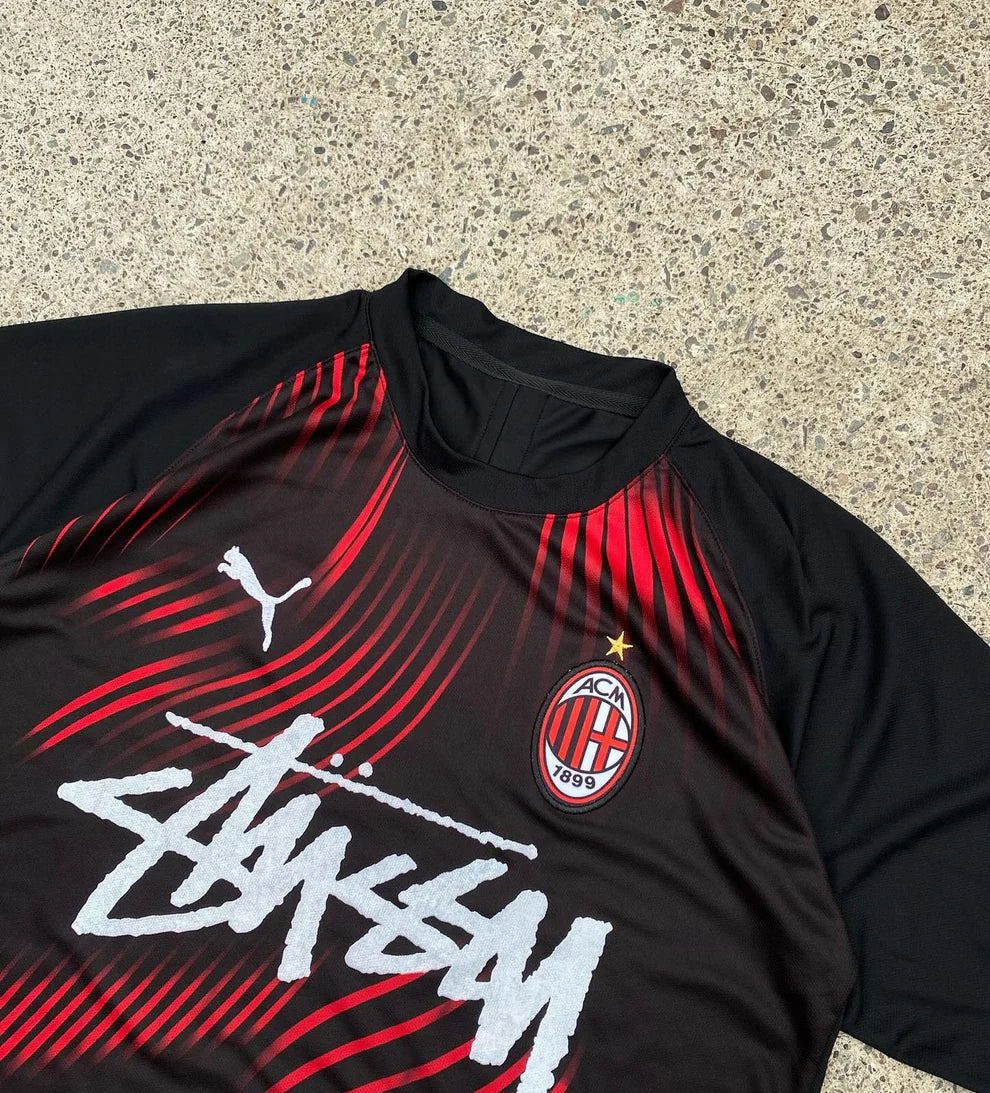 CUSTOM FOOTBALL JERSEY - “AC MILAN” EDITION - BLACK/RED